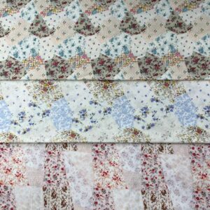 40s Digital Printed Cotton Fabric – Korean INS Patchwork Plaid & Floral Design for Dresses, Sleepwear & DIY Crafts