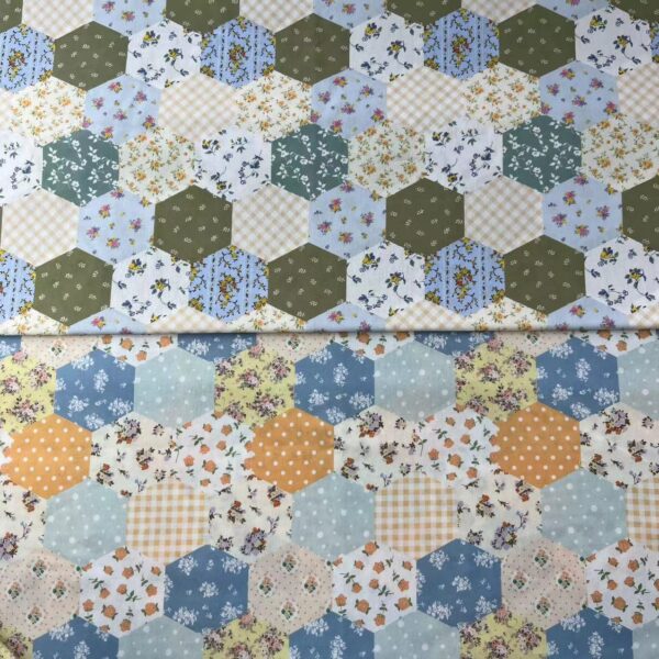 Digital Printed Cotton Fabric – Korean INS Patchwork Plaid Floral Design for Women’s & Children’s Apparel