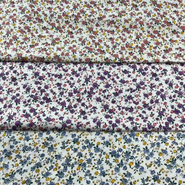 40s Cotton Poplin Fabric – Fresh Floral Print for Summer DIY Sewing