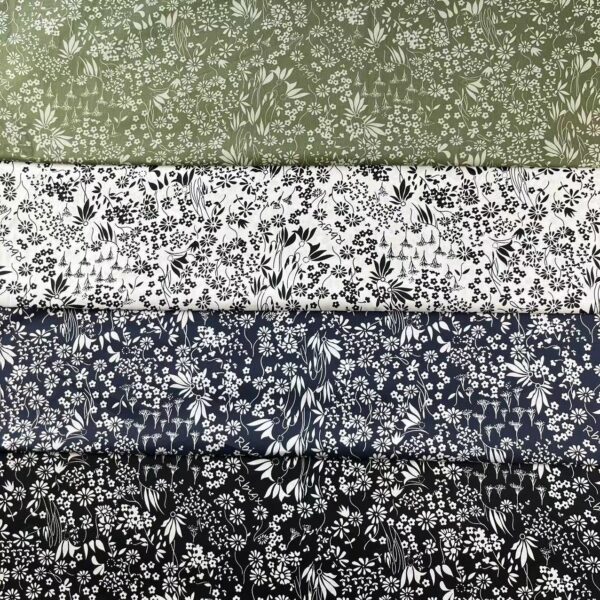 40s Cotton Poplin Floral Fabric – Vintage Meadow Print for Summer Apparel