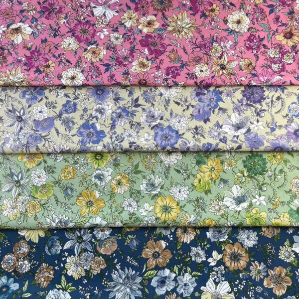 Pure Cotton Poplin Printed Fabric – Vintage Floral Craft Cloth