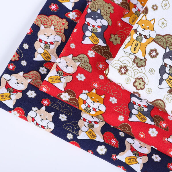 Cotton Gold Foil Shiba Inu Print Fabric – DIY Apparel & Home Sewing