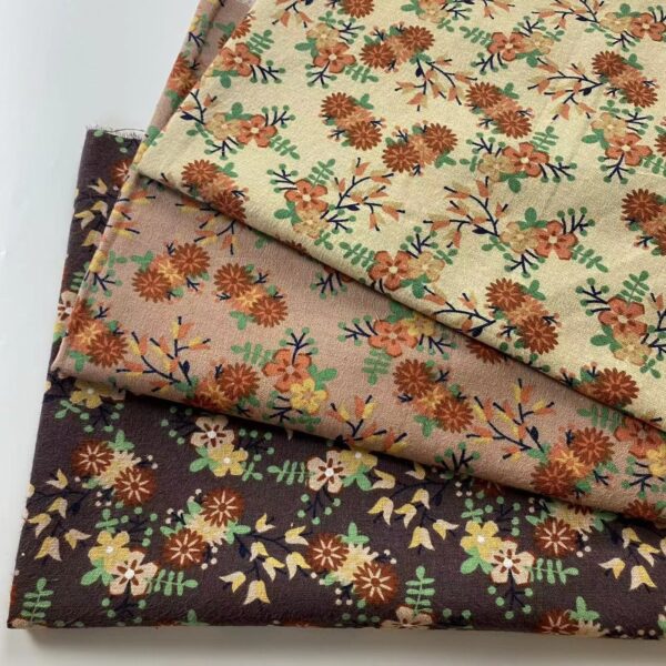 French Country Style Brushed Cotton Fabric – Soft Warm Floral Print for Jackets, Homewear & Crafts