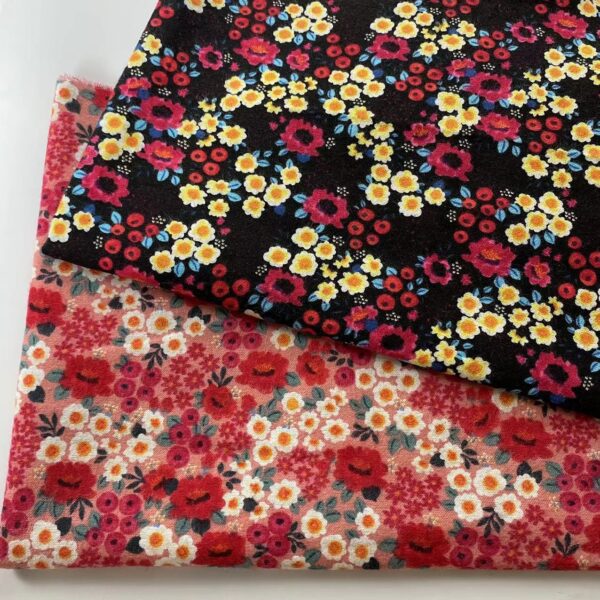 Autumn Winter Brushed Cotton Fabric – Cozy Floral Print for DIY & Apparel