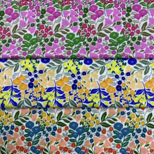 Pastoral Floral Printed Cotton Poplin Fabric – 100% Cotton Reactive Print for Dresses & Kidswear