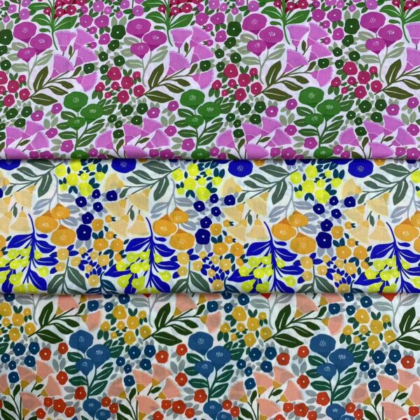 Pastoral Floral Printed Cotton Poplin Fabric – 100% Cotton Reactive Print for Dresses & Kidswear