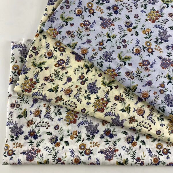 Small Floral Cotton Poplin Fabric – 100% Cotton Reactive Print for Dresses & Kidswear