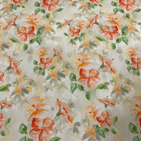 Cotton Digital Printed Fabric — Combed Cotton Retro Floral Dress Material