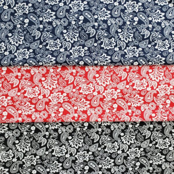 100% Cotton Paisley Printed Poplin Fabric — Vintage Floral Style