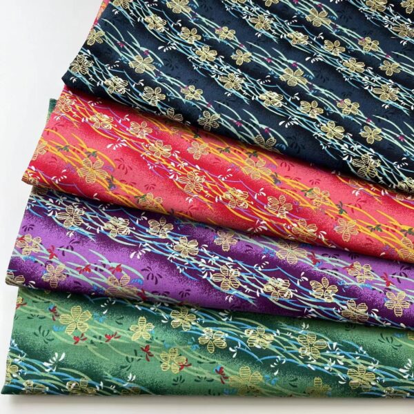Cotton Reactive Gold Printed Fabric — Japanese Style DIY Craft Material