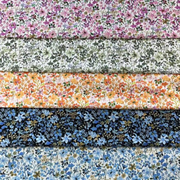 100% Cotton Poplin Floral Print Fabric — Soft Breathable DIY Cloth