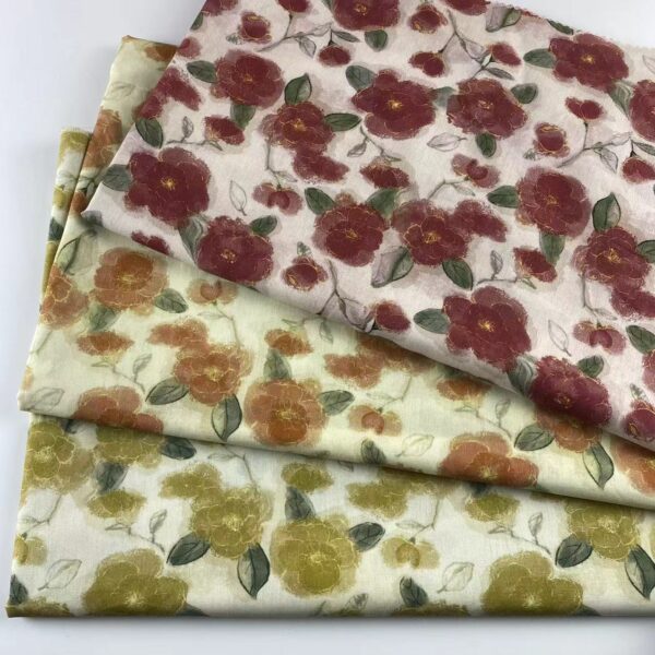 Cotton Digital Printed Fabric | Korean INS Rose Pattern | Dress & Kidswear Fabric