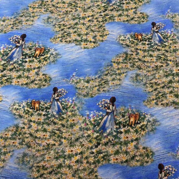 Cotton Digital Printed Fabric 3D Oil Painting Girl – Kids & Women Dress Material