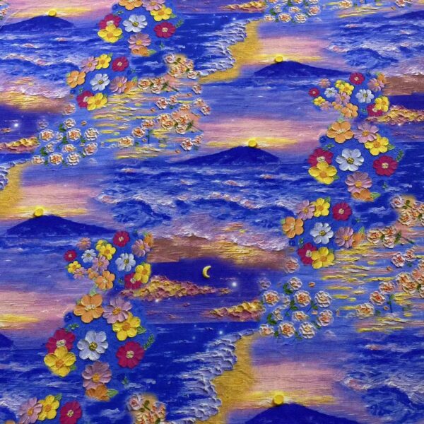 100% Cotton Digital Printed Fabric — 3D Oil Painting Romantic Night Sky