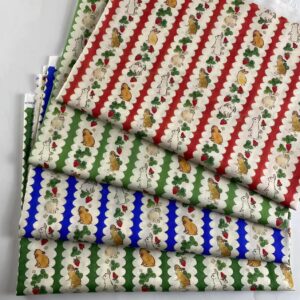 100% Cotton Digital Printed Fabric — Japanese Bunny Stripes