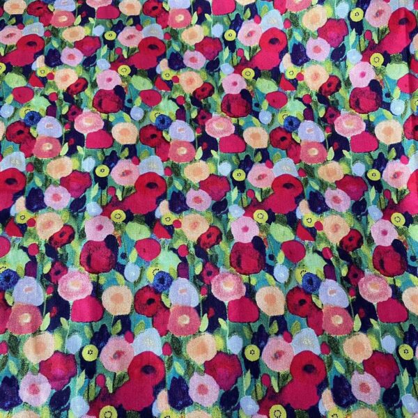 100% Cotton Poplin Reactive Printed Fabric — Oil Painting Floral Style