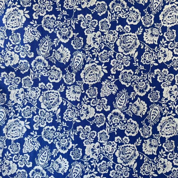 100% Cotton Printed Poplin Fabric — Black & White Floral