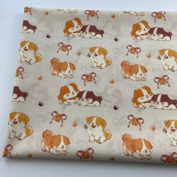 Cotton Digital Printed Fabric — Cartoon Dogs & Bears for Kids