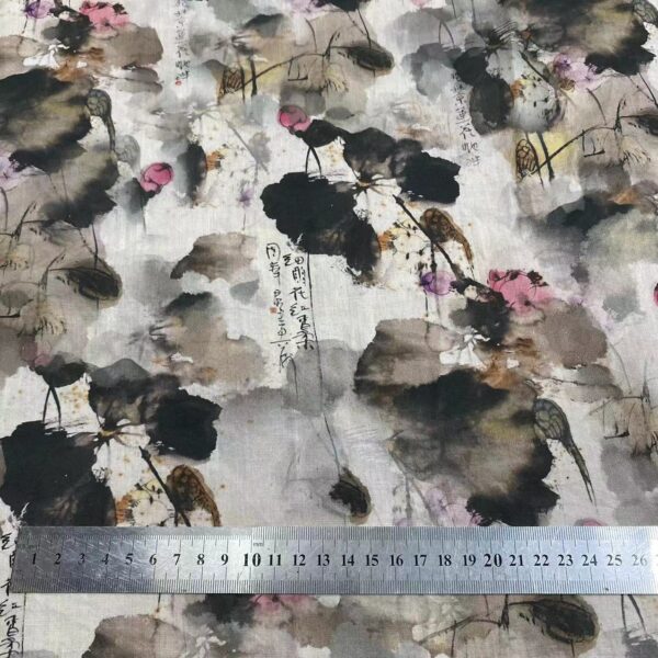 Cotton Digital Printed Fabric — Vintage Chinese Ink Style — Summer Clothing & Home Decor