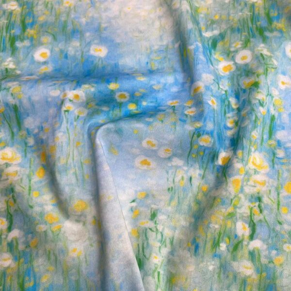 60s Combed Cotton Digital Oil Painting Floral Fabric — Premium Dress & Loungewear Textile