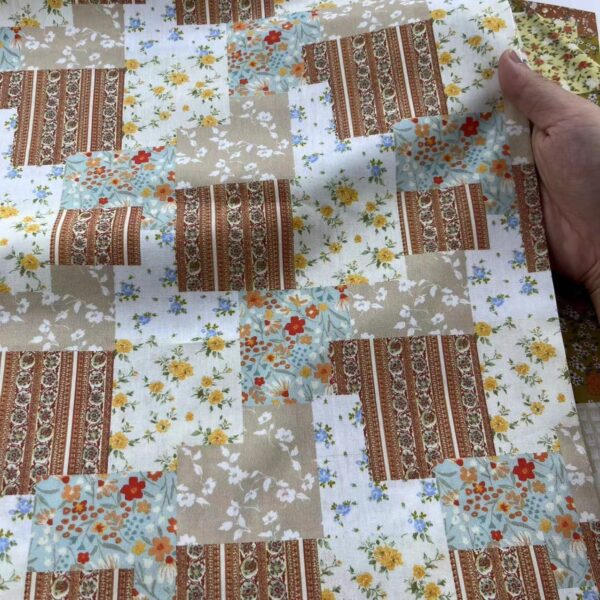 100% Cotton Korean-Style Patchwork Floral Digital Print Fabric — Women & Kids Homewear Material