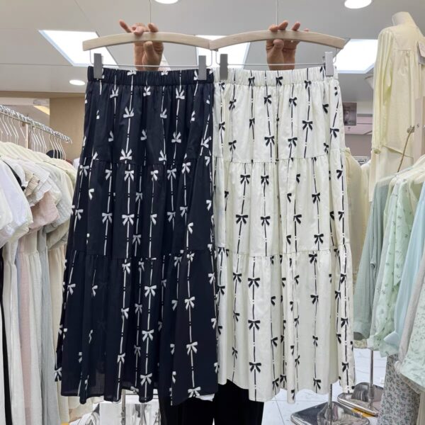 100% Cotton Poplin Printed Fabric — Korean Black & White Bow Design