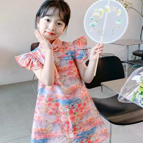 100% Cotton Digital Printed Fabric — 3D Chinese Art Style Qipao Dress Material