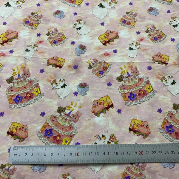 3D Oil-Painting Birthday Cake Cotton Fabric — Kids & Women’s Dresses