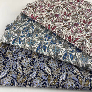 Paisley Printed Cotton Fabric – Ethnic Floral Poplin for Dresses, Cheongsams & Hats