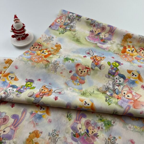 Digital Printed Cotton Fabric with Korean INS Cartoon Bunny – 40s Cotton for Girls, Kids & Homewear