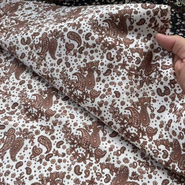 40s Cotton Poplin Reactive Print Fabric – Vintage Paisley Pattern for Shirts & DIY Crafts