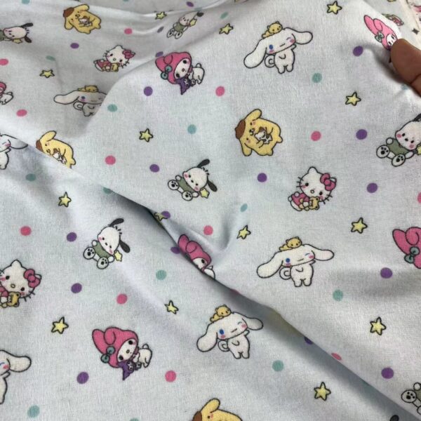 Thickened Brushed Cotton Printed Fabric – Cartoon Pattern for Winter Clothing & DIY Projects