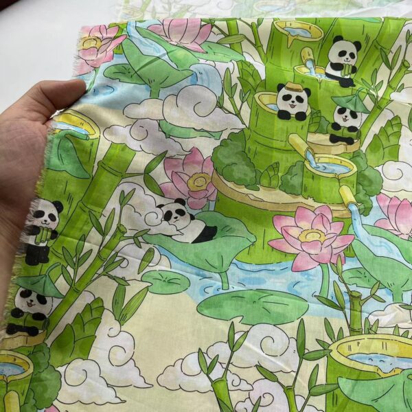 主图-02 Cotton Poplin Digital Printed Fabric – Cute Panda Dress Material