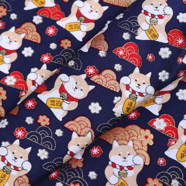 Cotton Gold Foil Shiba Inu Print Fabric – DIY Apparel & Home Sewing