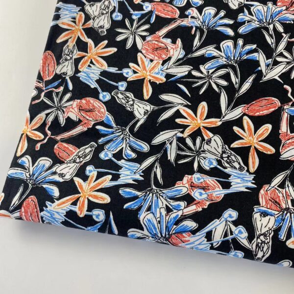 60s Cotton Floral Print Fabric – Lightweight Summer Dress Material