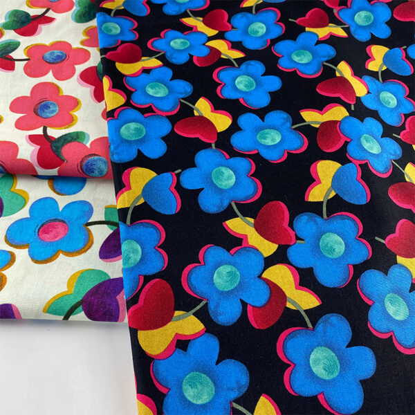 主图-02 Botanical Floral Cotton Fabric – Colorful Printed Fabric for Summer Dresses