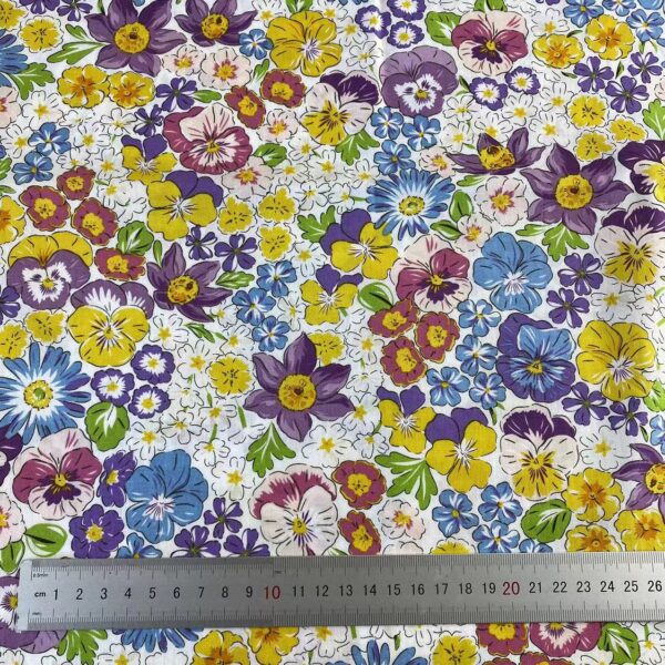 Vintage Floral Cotton Poplin Fabric – 100% Cotton Country Style Fabric for Dresses & Homewear