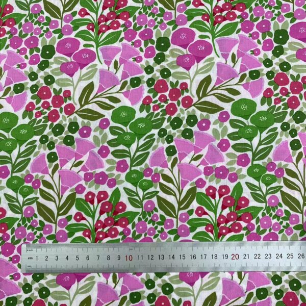 Pastoral Floral Printed Cotton Poplin Fabric – 100% Cotton Reactive Print for Dresses & Kidswear