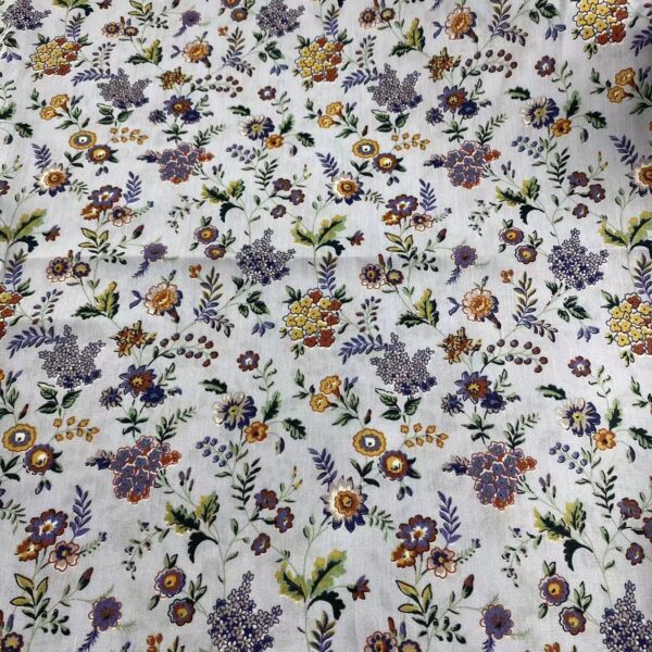 Small Floral Cotton Poplin Fabric – 100% Cotton Reactive Print for Dresses & Kidswear