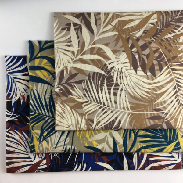 100% Cotton Reactive Printed Fabric — Maple Leaf Floral Poplin for Summer Shirts & Beachwear