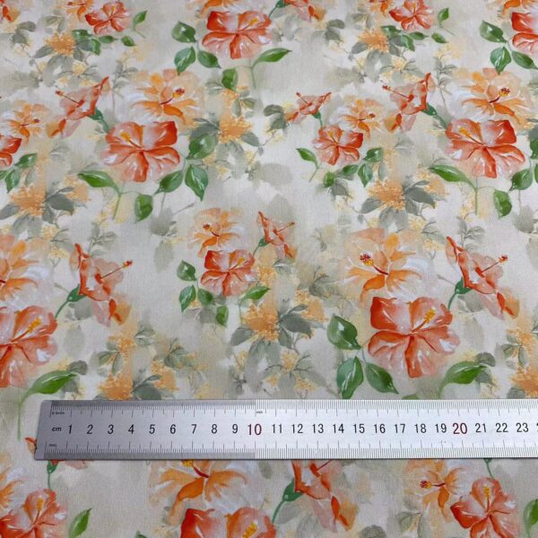 Cotton Digital Printed Fabric — Combed Cotton Retro Floral Dress Material