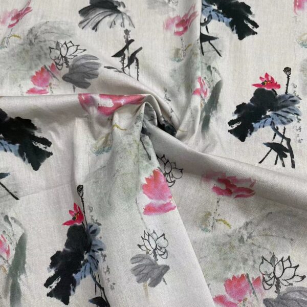 100% Cotton Digital Printed Fabric — Chinese Ink Landscape Style