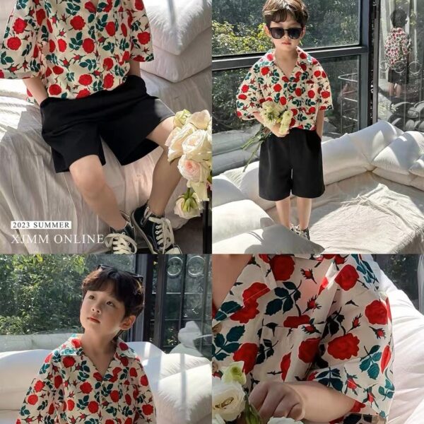 100% Cotton Reactive Printed Fabric — Red Rose Floral Poplin