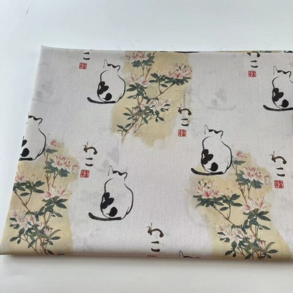 Cotton Digital Printed Fabric | Chinese Ink Style | Dress & Qipao Sewing Fabric