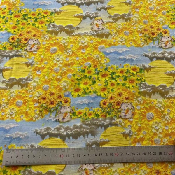 Cotton Digital Printed Fabric 3D Oil Painting Bunny – Kids & Women Dress Material