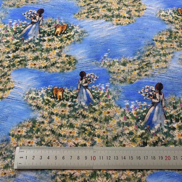 Cotton Digital Printed Fabric 3D Oil Painting Girl – Kids & Women Dress Material