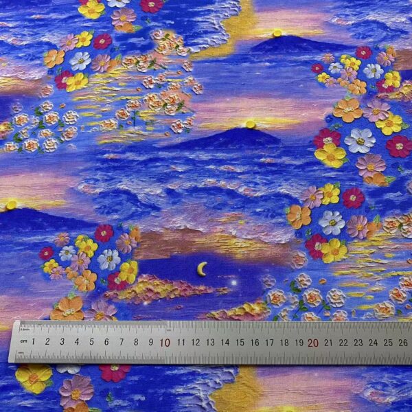 100% Cotton Digital Printed Fabric — 3D Oil Painting Romantic Night Sky