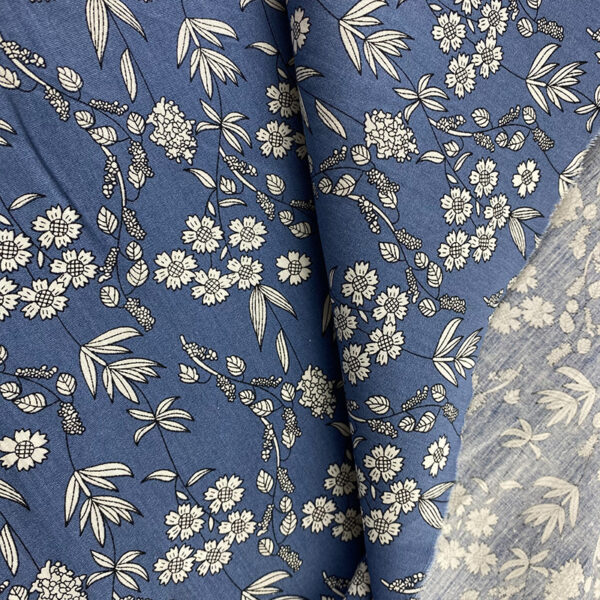 100% Cotton Floral Print Fabric — Chinese Style Cotton Linen Look