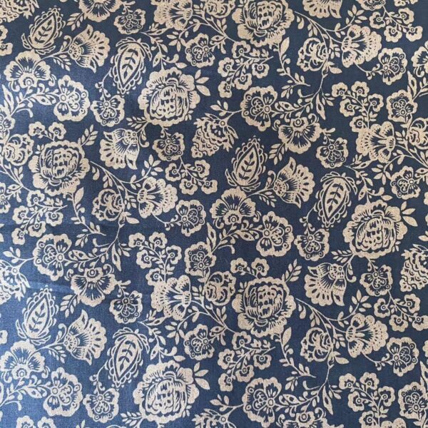 100% Cotton Printed Poplin Fabric — Black & White Floral