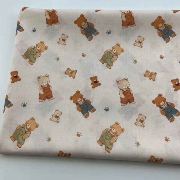 Cotton Digital Printed Fabric — Cartoon Dogs & Bears for Kids